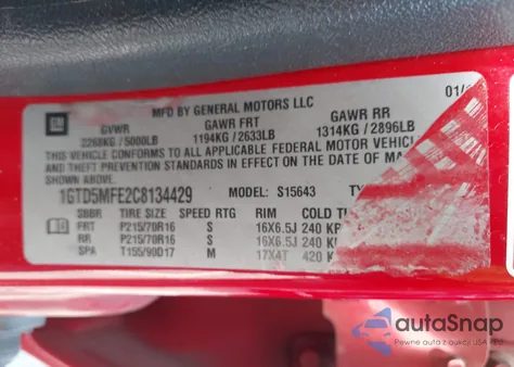 2012 GMC Canyon Sle1 z USA, uszkodzony, nr VIN 1GTD5MFE2C8134429